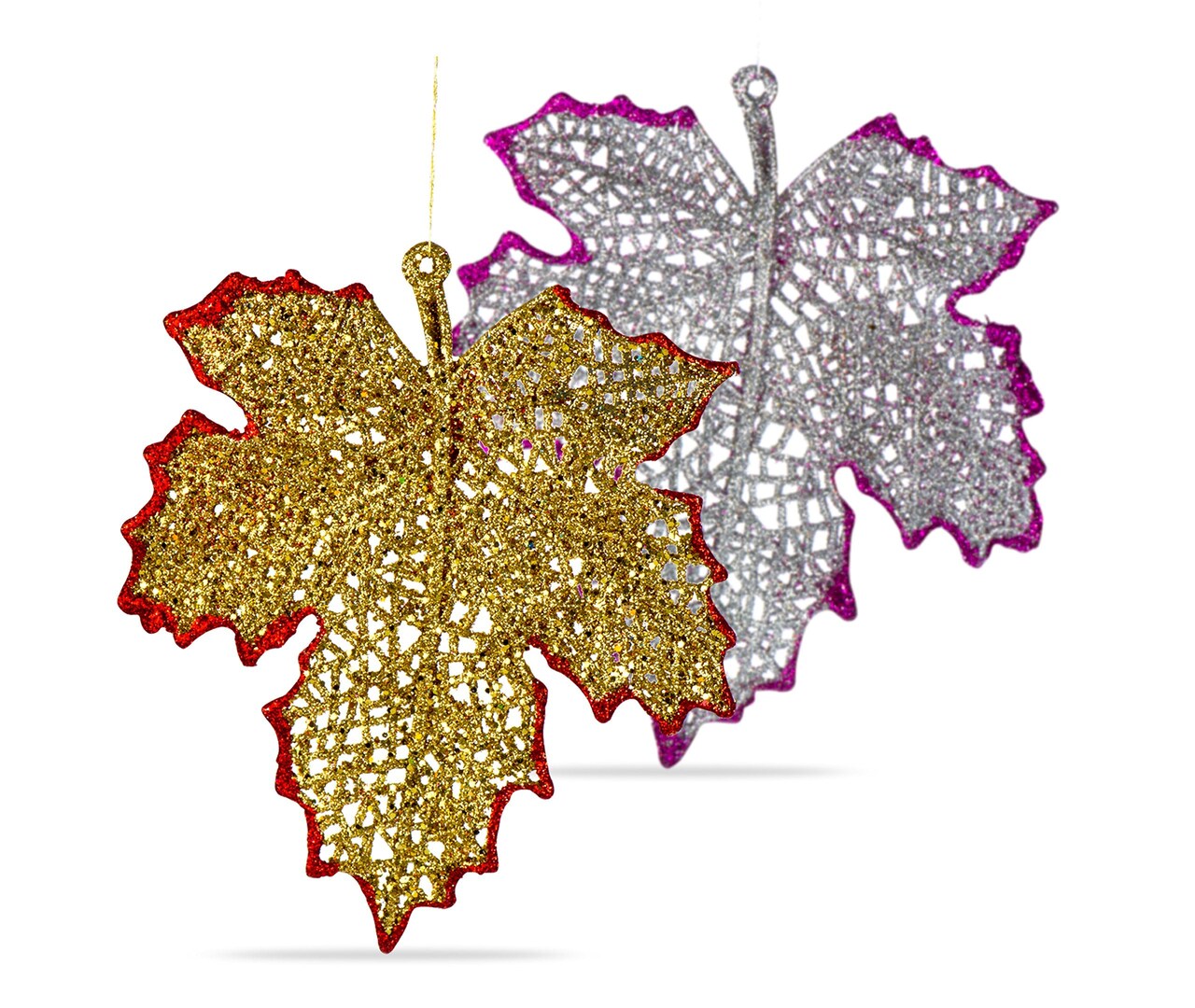 Christmas Ornament Leaves, Shatterproof hanging ornaments for Christmas tree, Indoor and outdoor Christmas holiday home decoration (Gold & Silver)